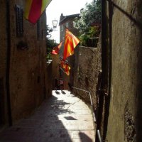 Alley in Casole during the Palio season