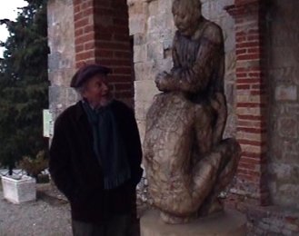 Nigel Konstam with his carving of the prodigal son